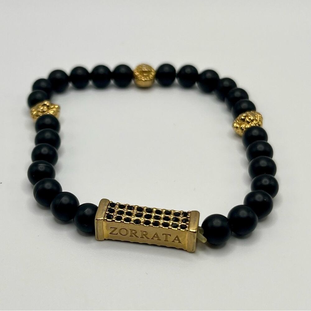 Zorrata Three Stones black onyx stone bracelet